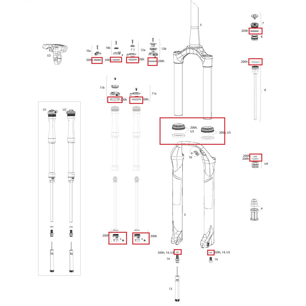Kit Entretien 200 h/An ROCKSHOX SID SL 32mm/RL/RLC/XX/SELECT/SELECT+/ULT (2017-2020) Gen-B
