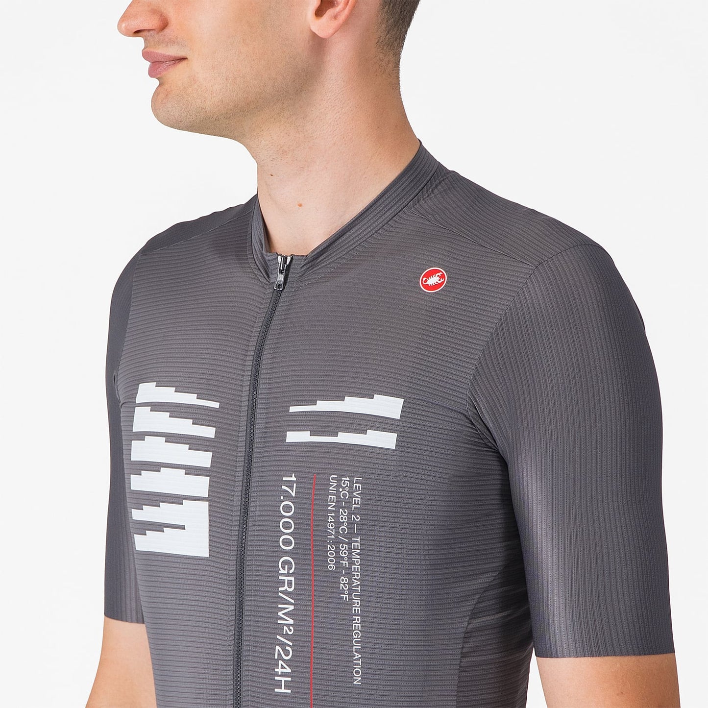 Maillot CASTELLI ESPRESSO R--A/D Manches Courtes Gris Fumé
