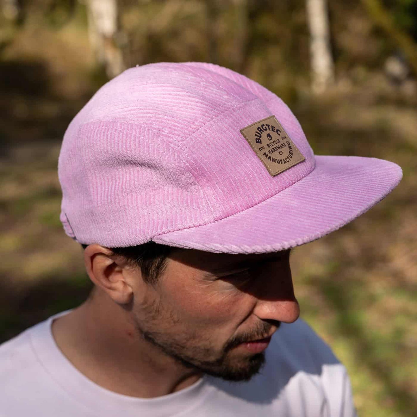 Casquette BURGTEC BANDIT CORDUROY FIVE PANEL Rose Pâle