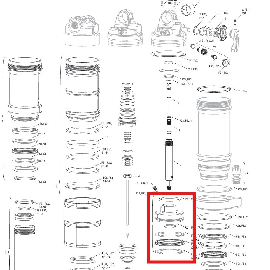Kit Piston Sealhead pour Amortisseur ROCKSHOX MONARCH B1(PLUS, RL, XX), C1(R,RT,RT3), D1(RT3)