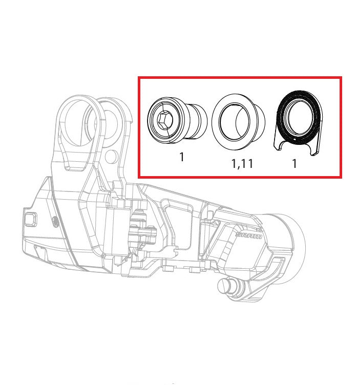 SRAM RED XPLR AXS E1 montagekit achterderailleur