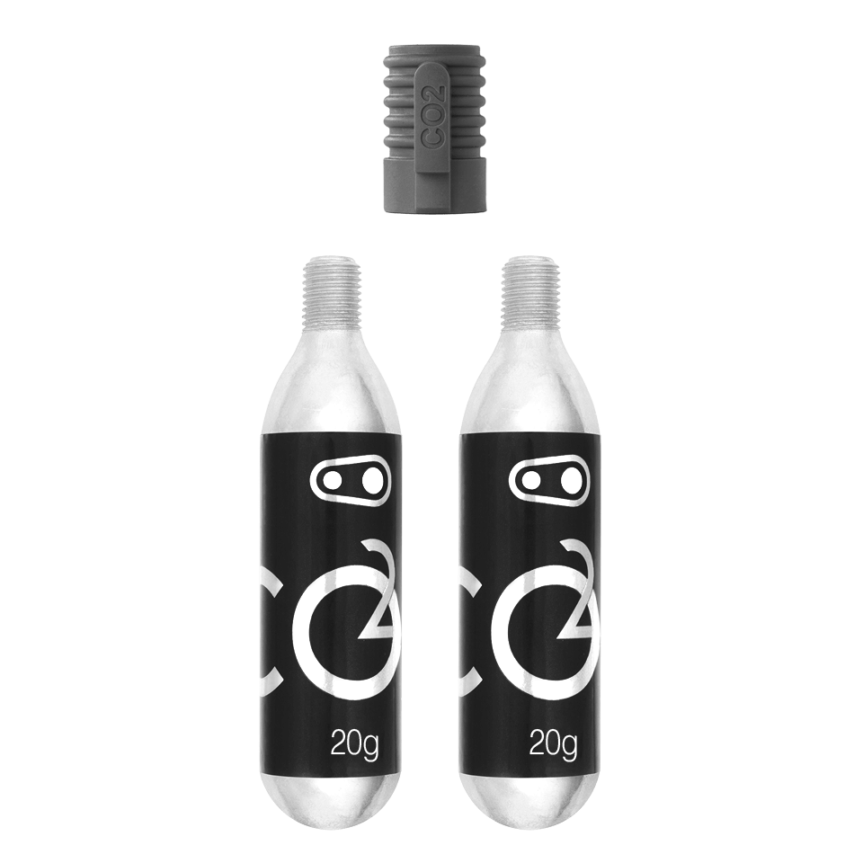 CRANKBROTHERS CO2-patroon met schroefdraad van 20 g en Klic-patroonkop (x2)