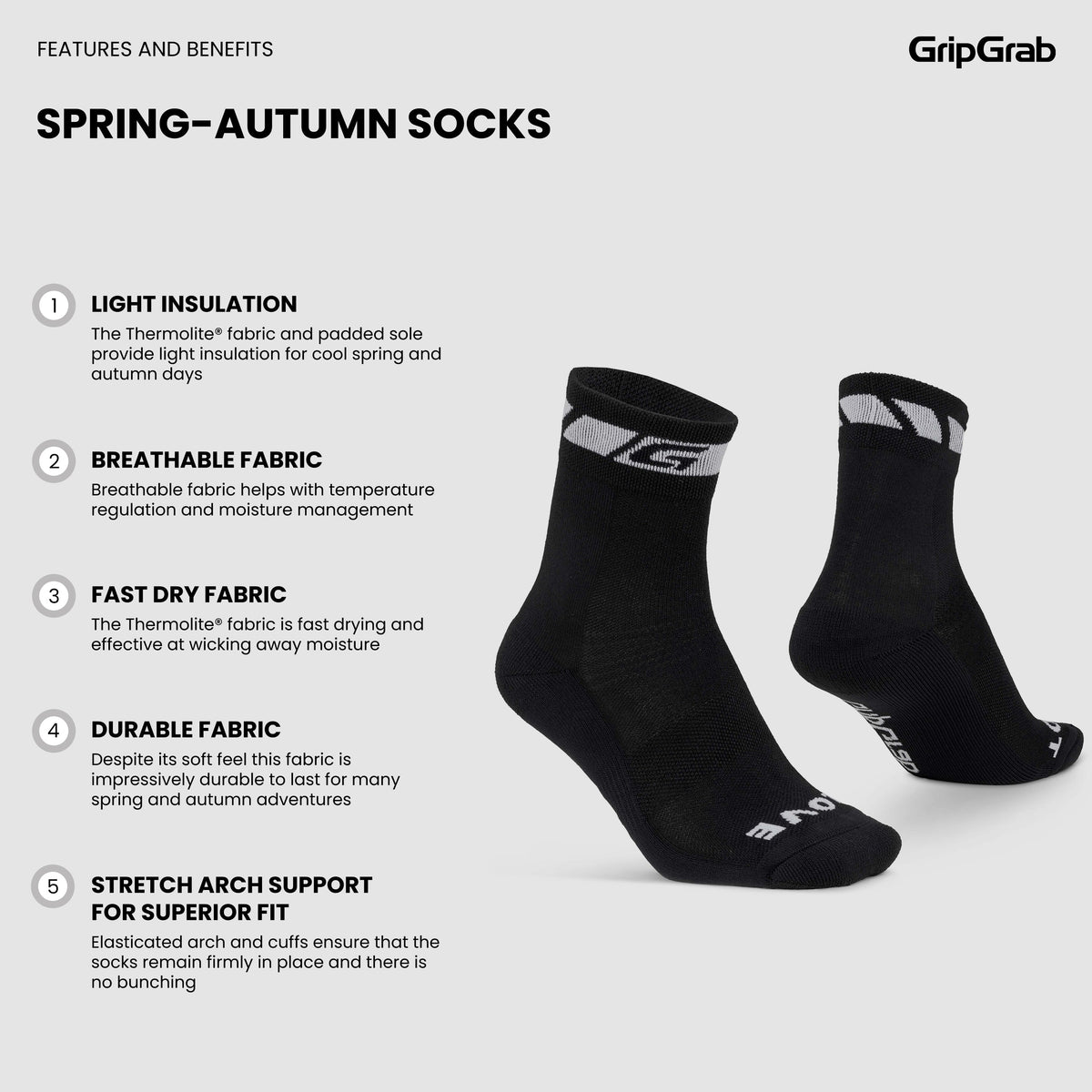 Fietssokken GRIPGRAB SPRING AUTUMN zwart