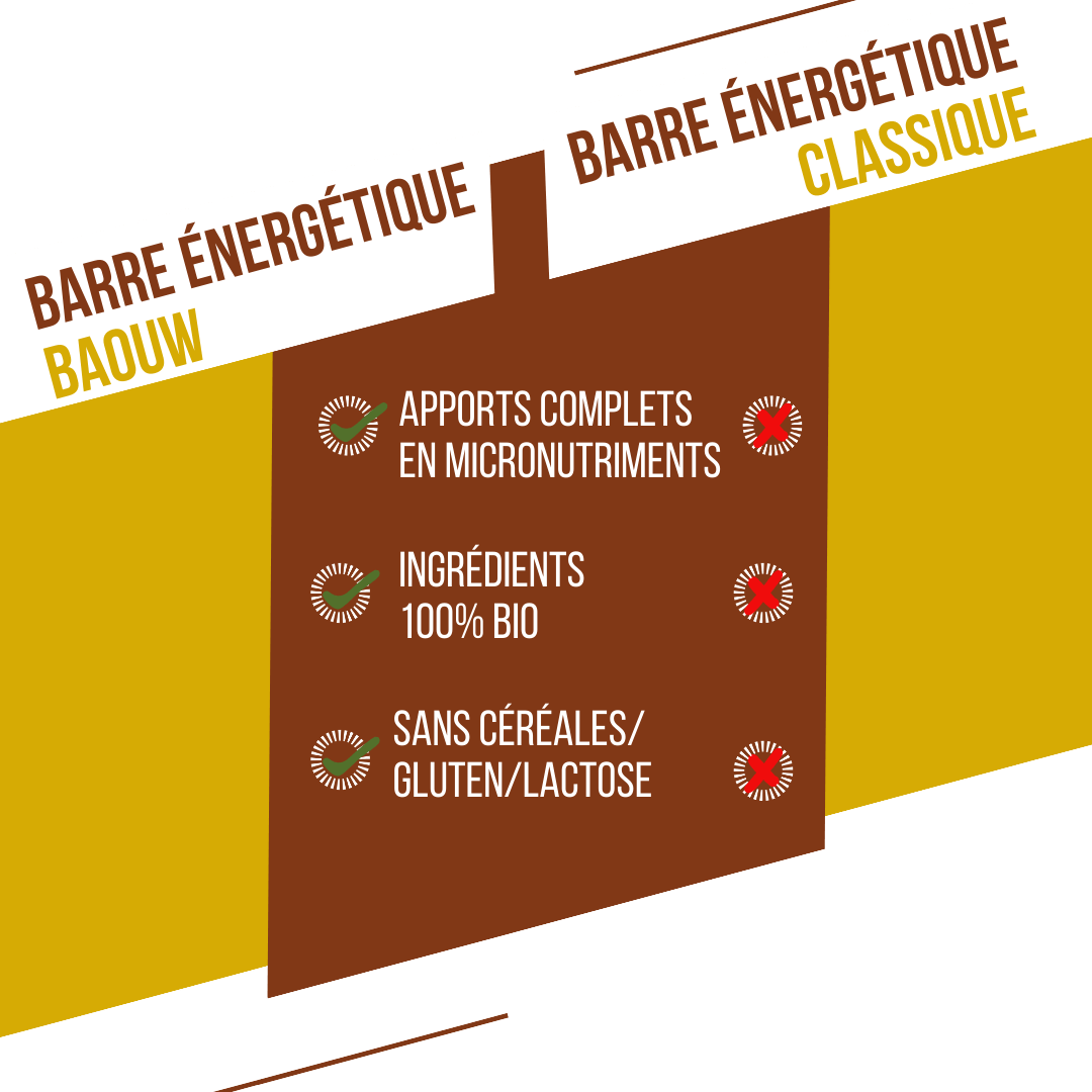 Barre Énergétique BAOUW BIO EXTRA Banane-Pécan (50g)