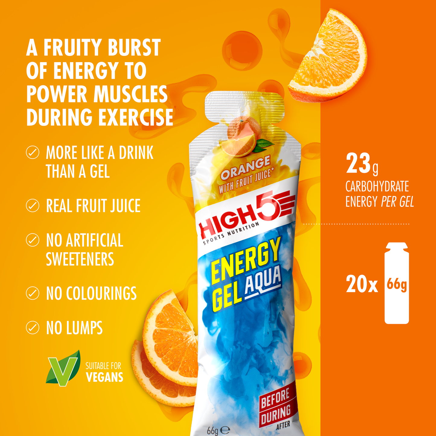 Gel Énergétique HIGH5 ENERGY GEL Aqua (66g) Orange