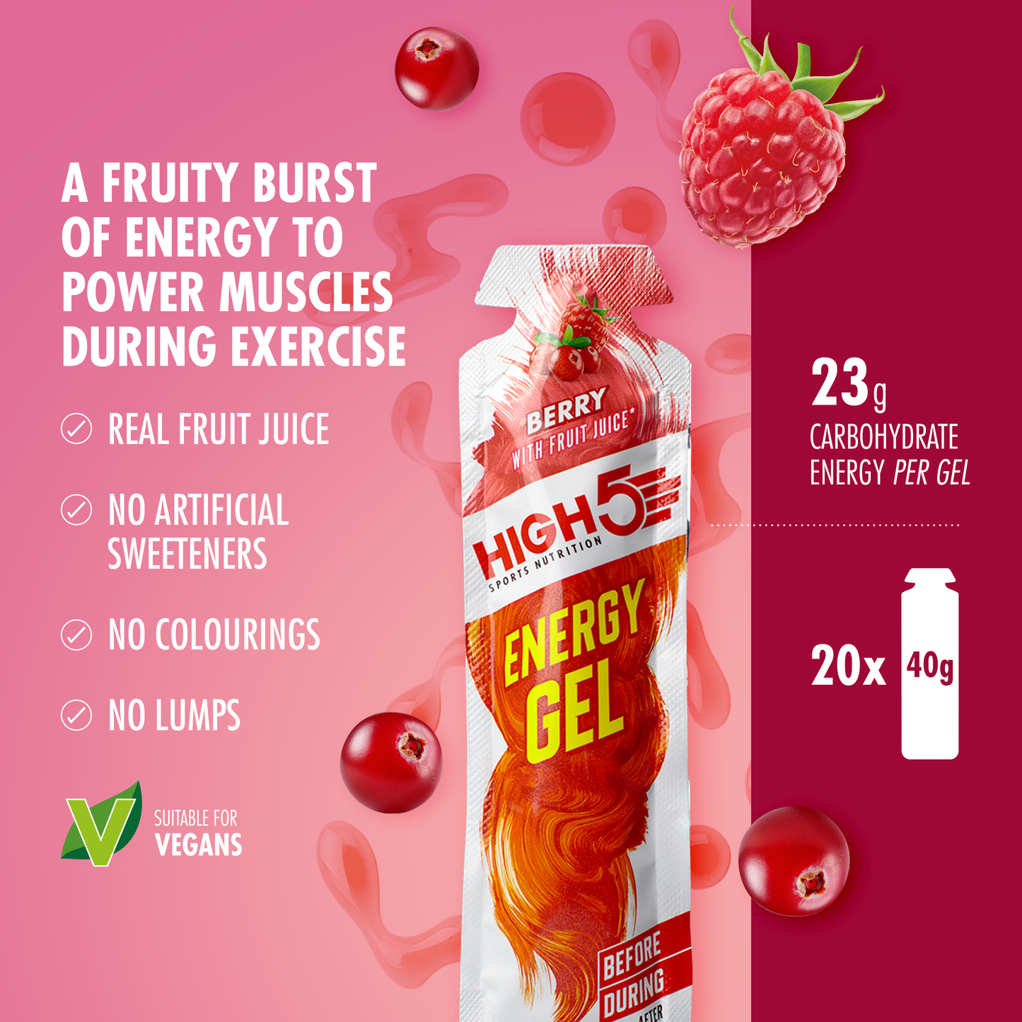 HIGH5 ENERGY GEL (40g) Rode bessen