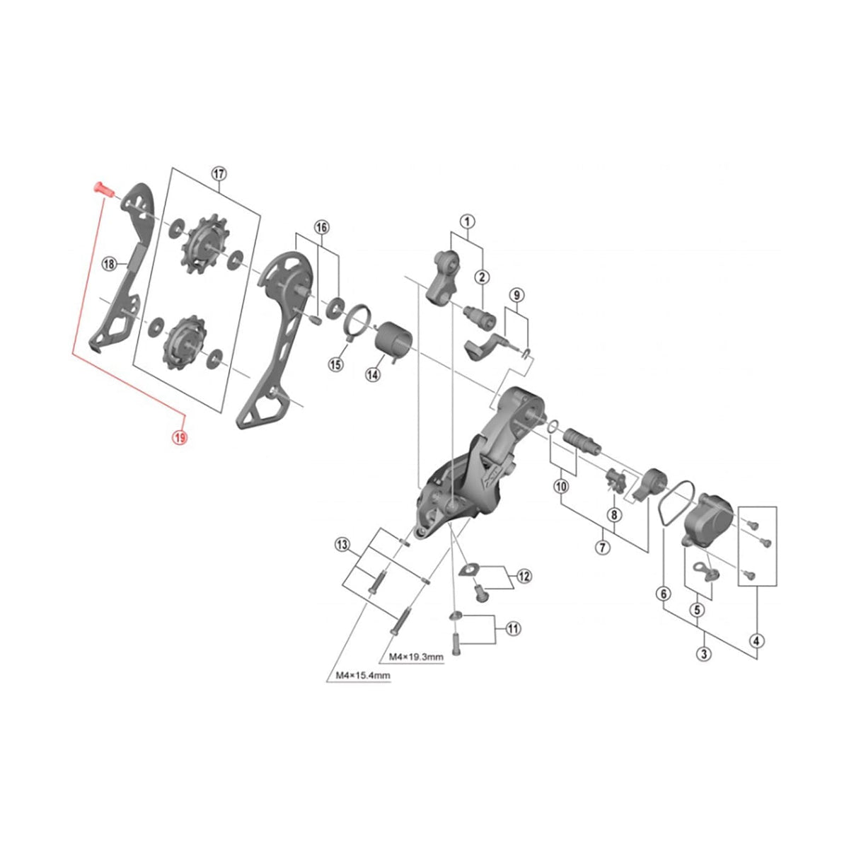 Vis de Galets de Dérailleur Arrière SHIMANO M5x12,45 mm (x1)