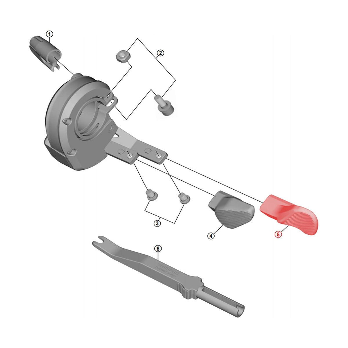 Drukknop B voor Rechter Versnellingsschakelaar SHIMANO XT Di2 SW-M8050 #Y0B200010