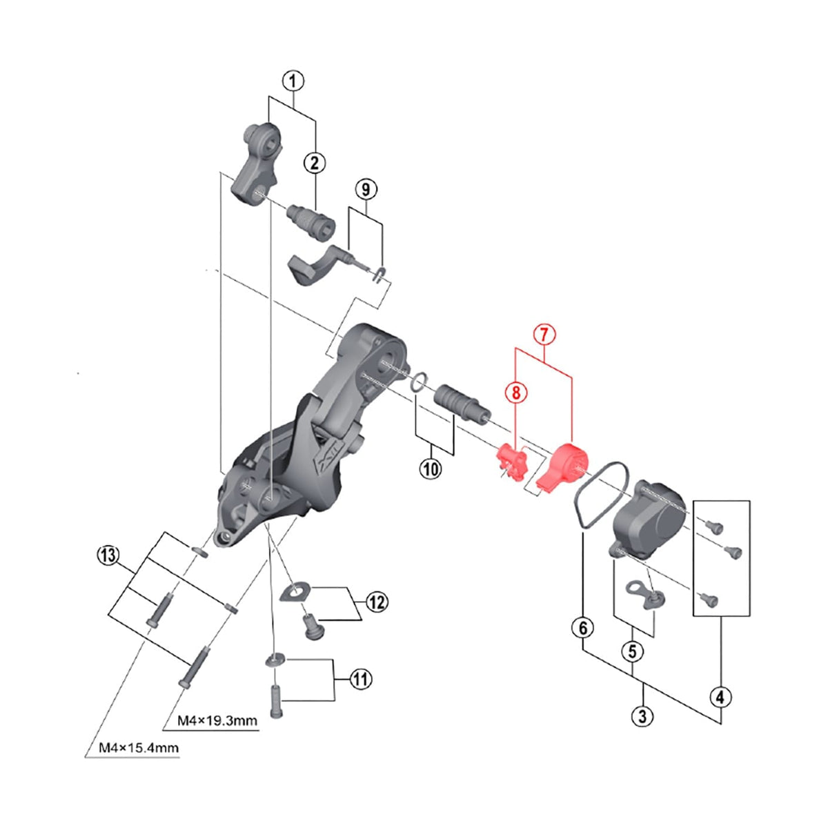 Schakelaarpositieschakelaar Achterderailleur 11V SHIMANO XTR M9000 / XT M8000 / SLX M7000 #Y5PV98040