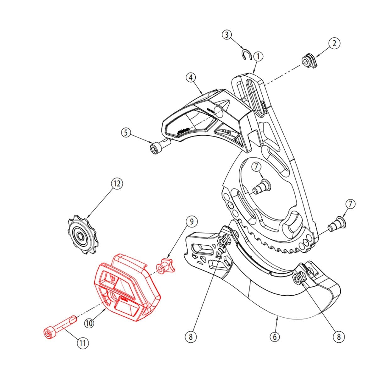 Guide inférieur pour Guide-Chaîne E-THIRTEEN LG1+/LS1+ Blanc #SLDR.LG1+LWR.W