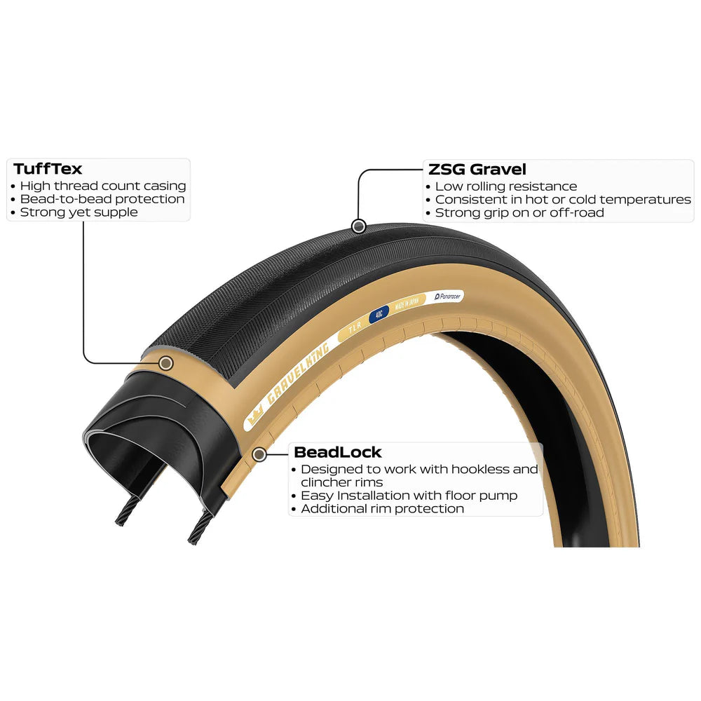 PANARACER GRAVELKING SLICK TLR 650x48c Tubeless voorbereid Beige band