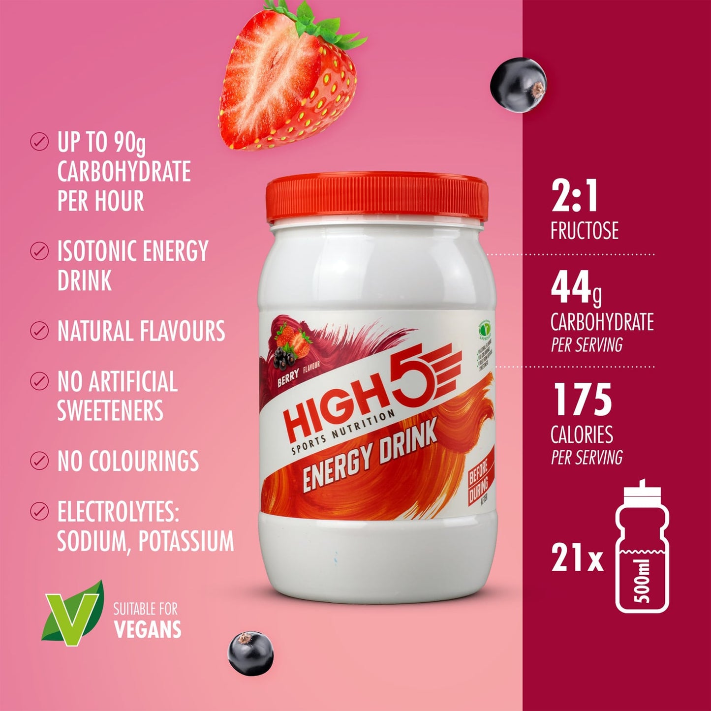 High5 ENERGY DRINK (1kg) Rode vruchten