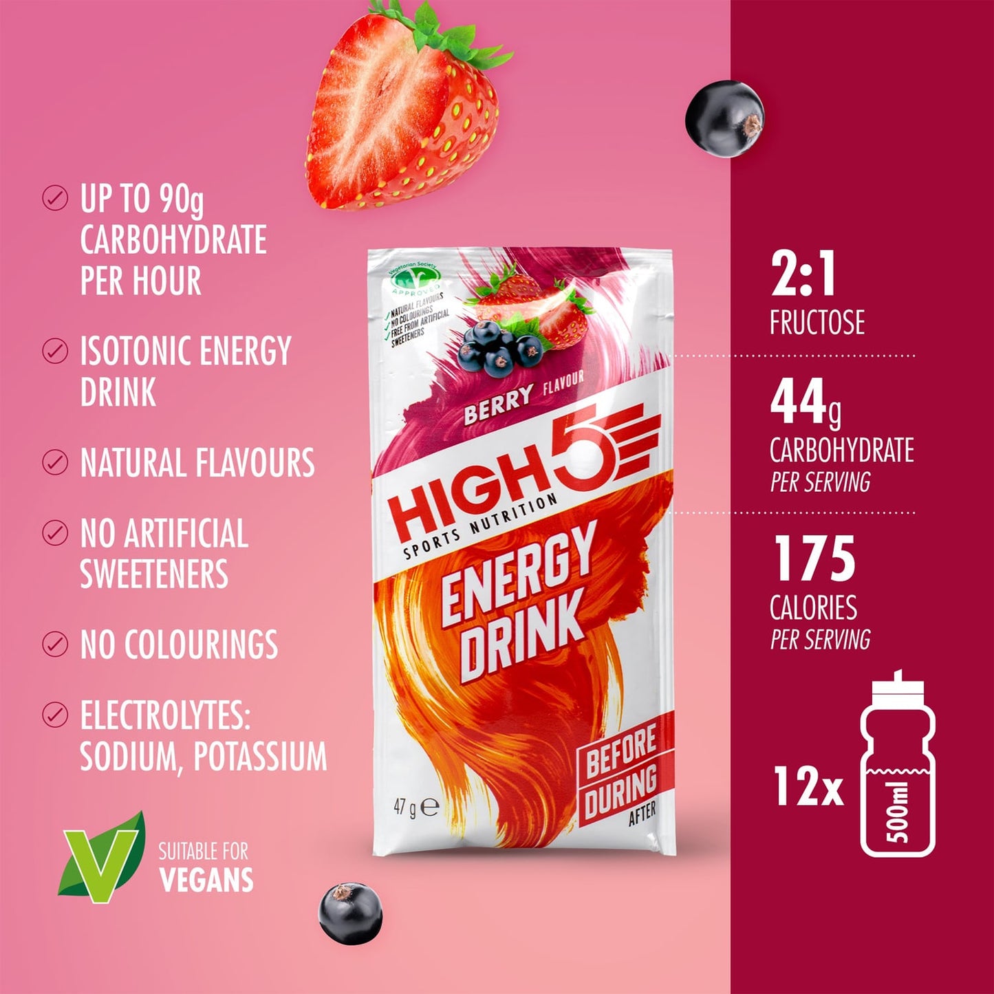 Boisson Énergétique HIGH5 ENERGY DRINK (47g) Fruits Rouge