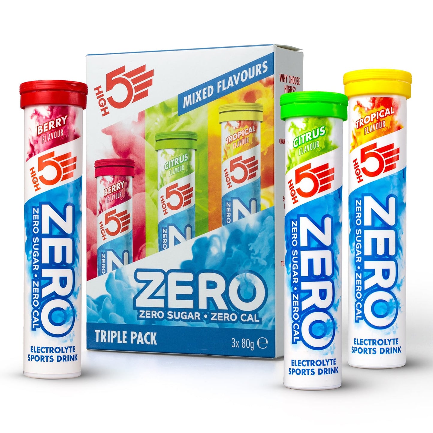 3x20 pak High5 ZERO hydratatie elektrolyten fruit rood/citroen/tropisch zuigtabletten
