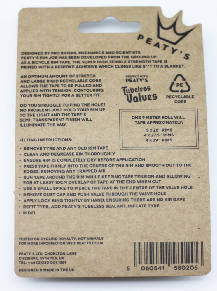 PEATY'S RIMJOB Tubeless Zelfklevend Velglint (9 m)