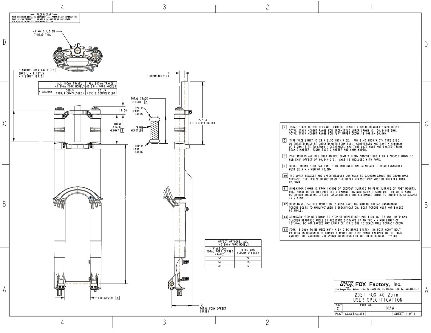 FOX 40 FACTORY 29" Grip X2 Voorvork Zwart 2026