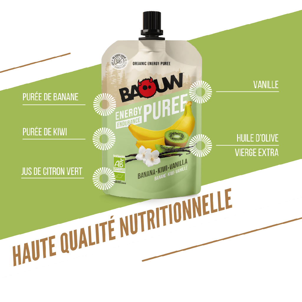 BAOUW Biologisch Recept Fruit Energie Puree Banaan/Kiwi/Vanille (90g)