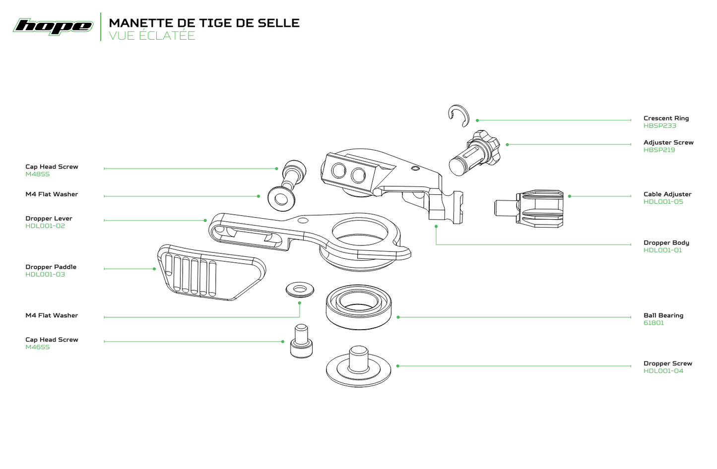 HOPE Zadelpenbediening Zwart/Blauw