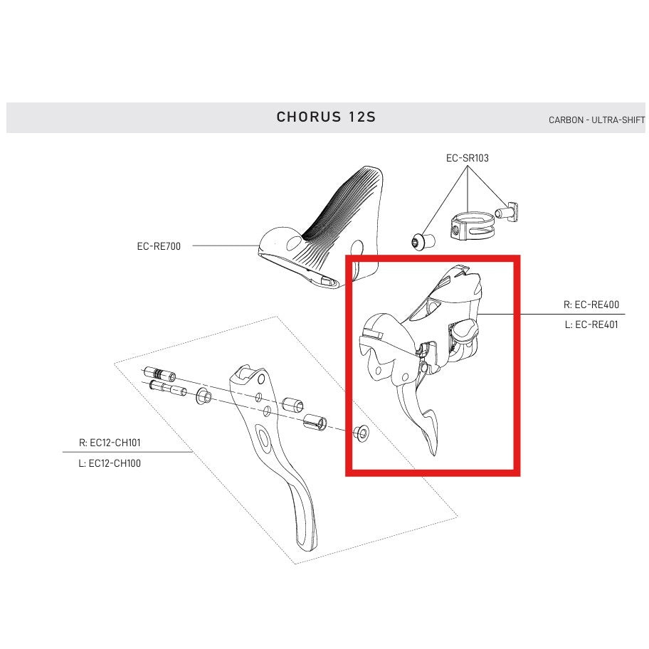 Corps de Manette Gauche CAMPAGNOLO RECORD / CHORUS 12V 2019 Frein sur Jante