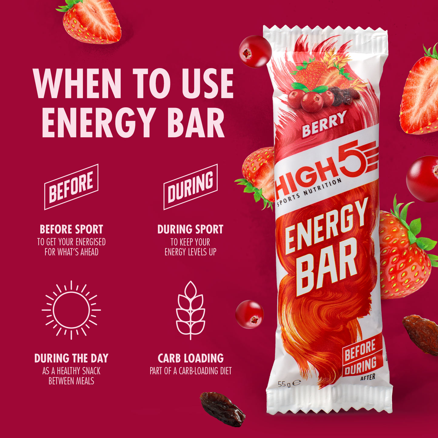 HIGH5 ENERGY BAR (55g) Rode vruchten