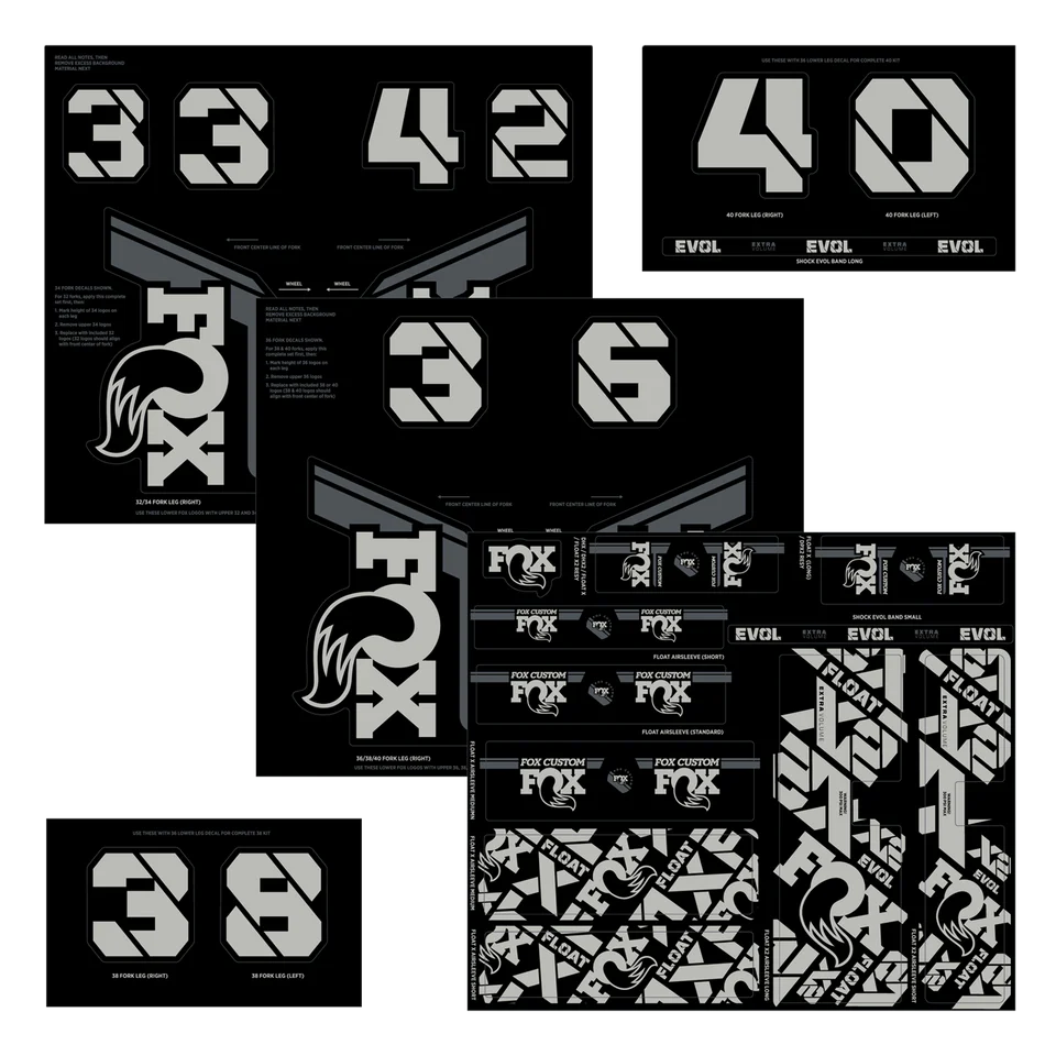 Kit stickers FOX Fourche et Amortisseur Gris