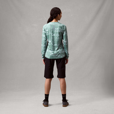 ENDURA SINGLETRACK PRINT Dames trui lange mouwen saliegroen