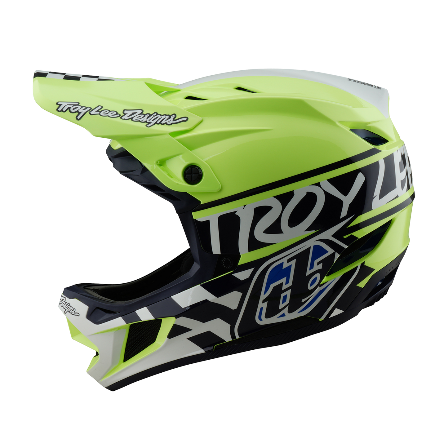 MTB Helm Troy Lee Design D4 POLYACRYLITE MIPS FIFTY 50 Geel/Blauw