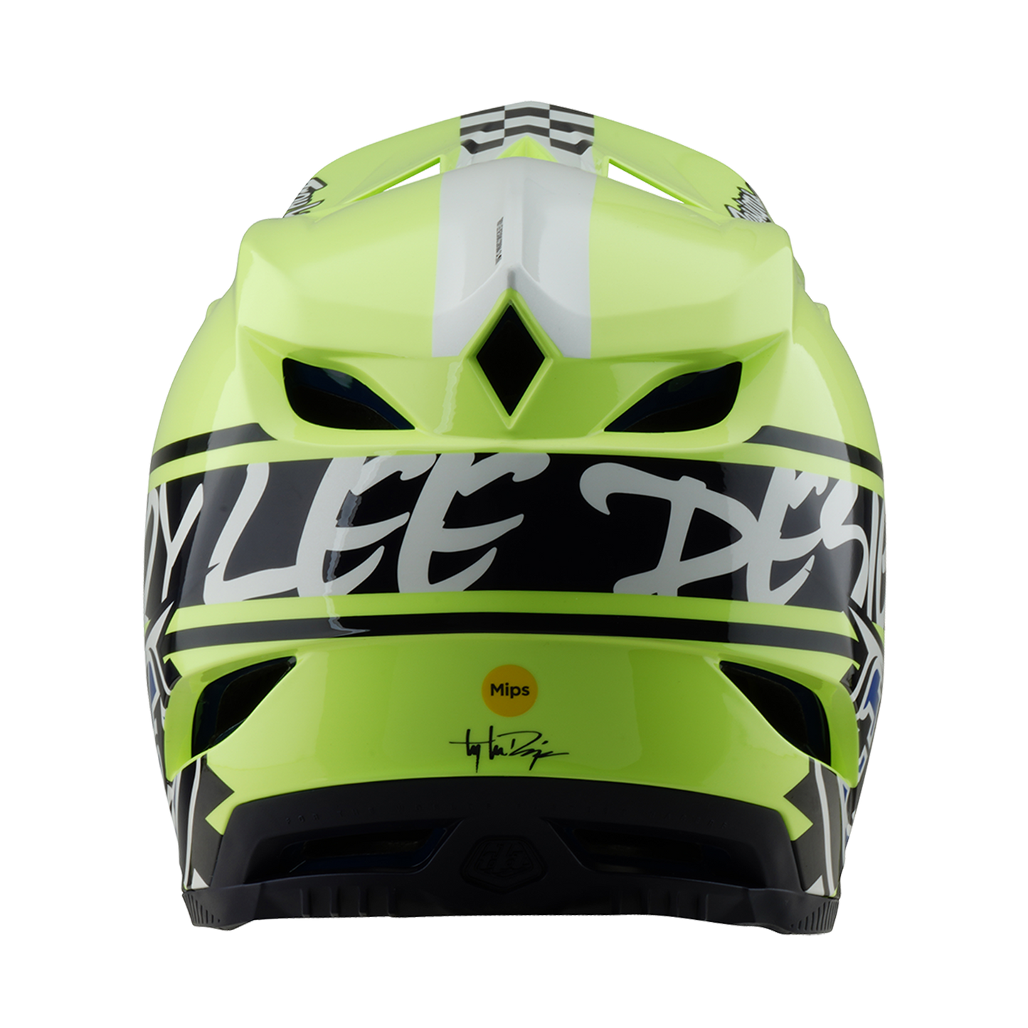 MTB Helm Troy Lee Design D4 POLYACRYLITE MIPS FIFTY 50 Geel/Blauw