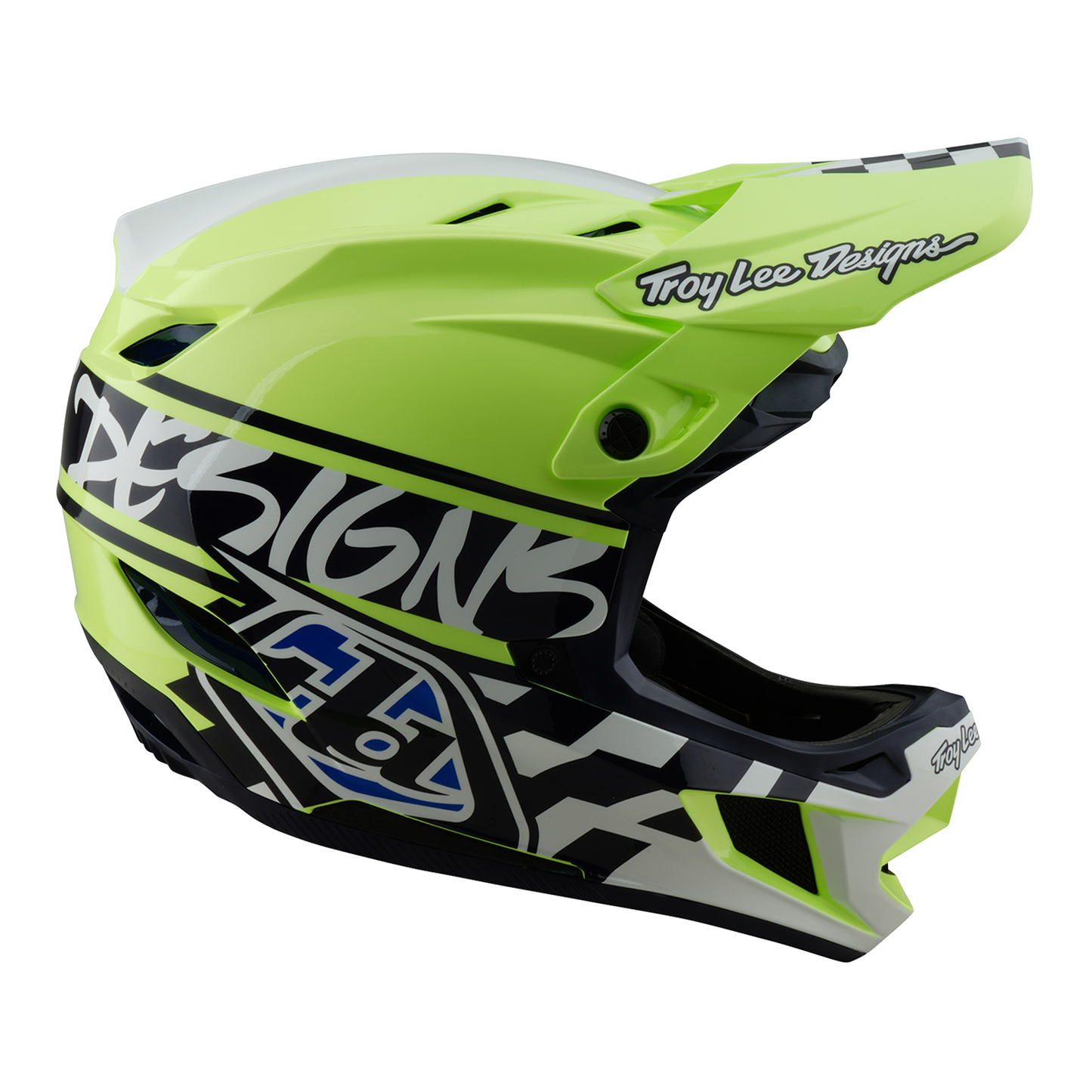 MTB Helm Troy Lee Design D4 POLYACRYLITE MIPS FIFTY 50 Geel/Blauw