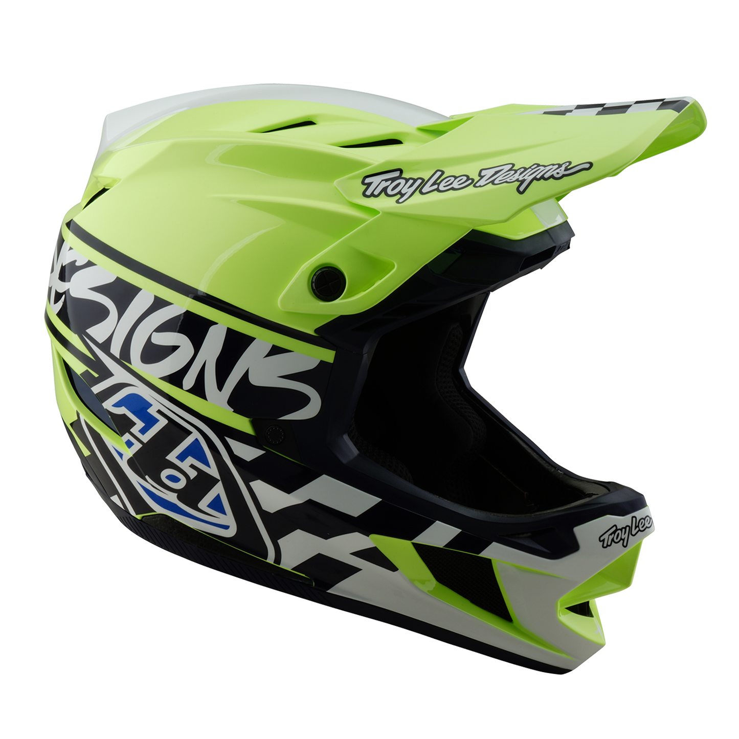 MTB Helm Troy Lee Design D4 POLYACRYLITE MIPS FIFTY 50 Geel/Blauw