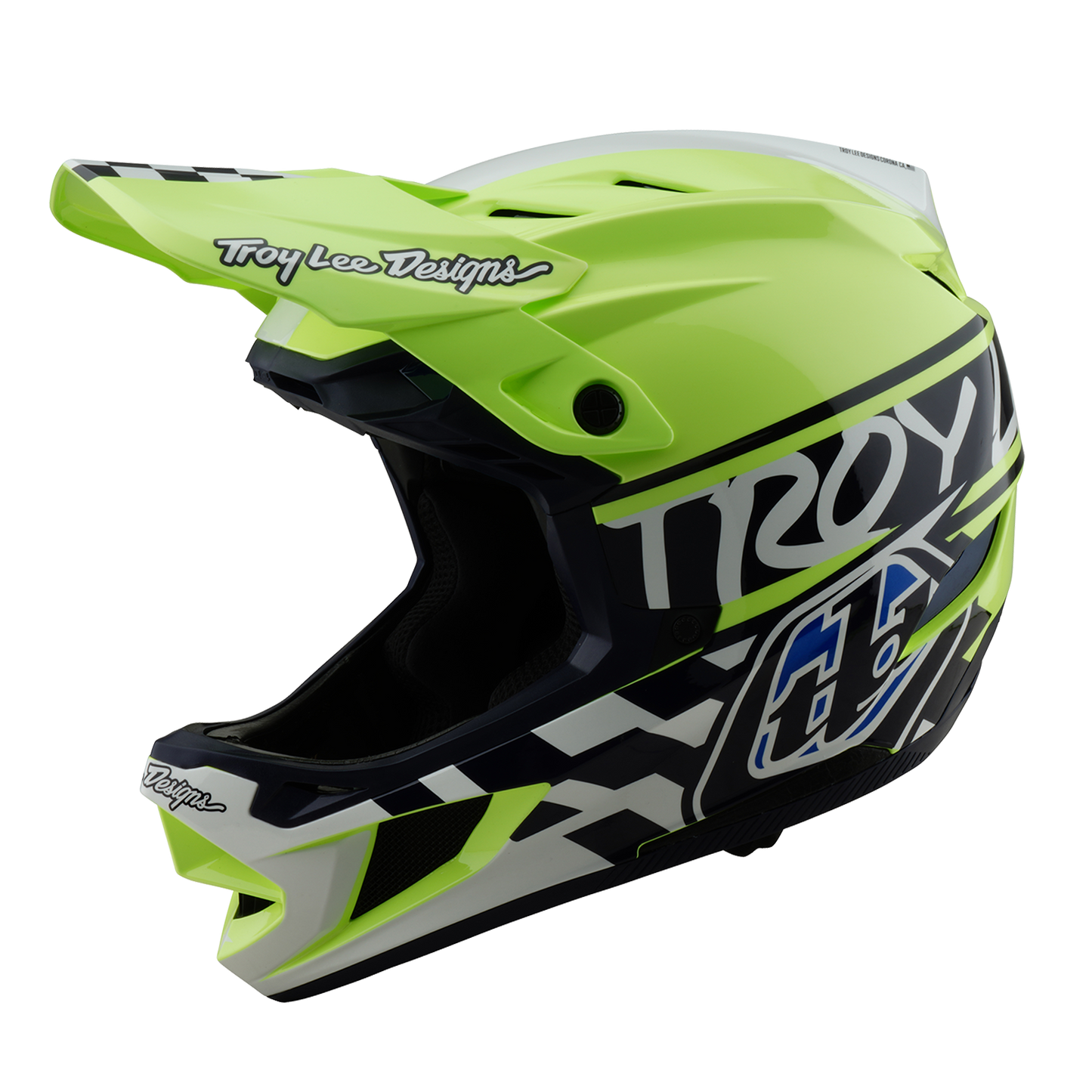MTB Helm Troy Lee Design D4 POLYACRYLITE MIPS FIFTY 50 Geel/Blauw