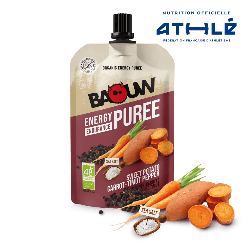 Purée Energétique BAOUW Bio Recette Salée Patate Douce/Carotte/Poivre (90g)