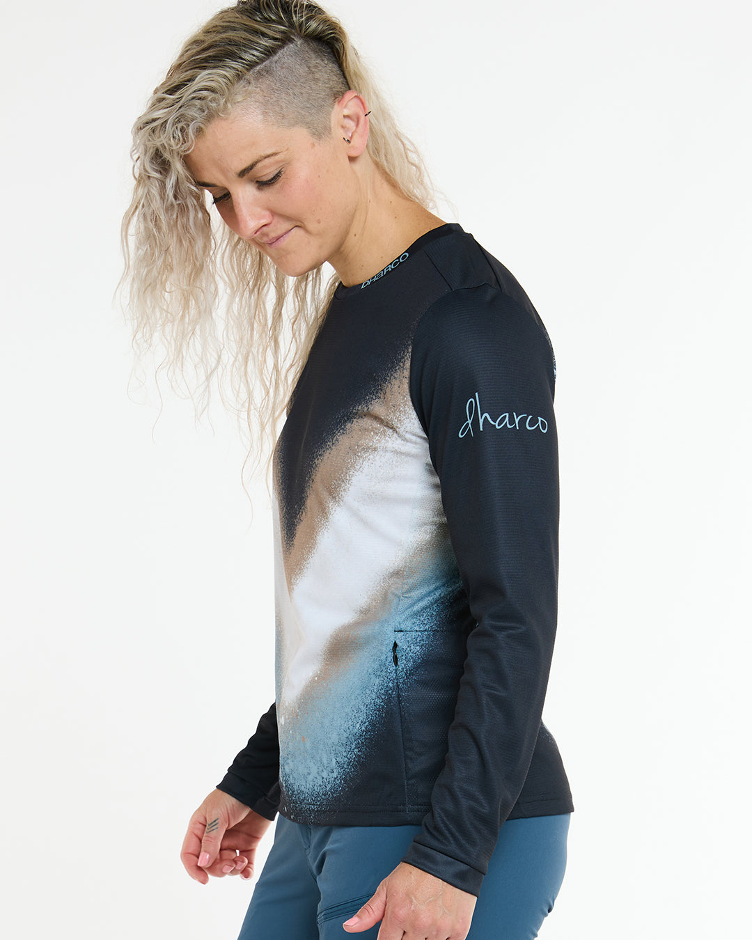 Damestrui DHARCO GOLDEN STREAK Lange Mouw Zwart/Blauw