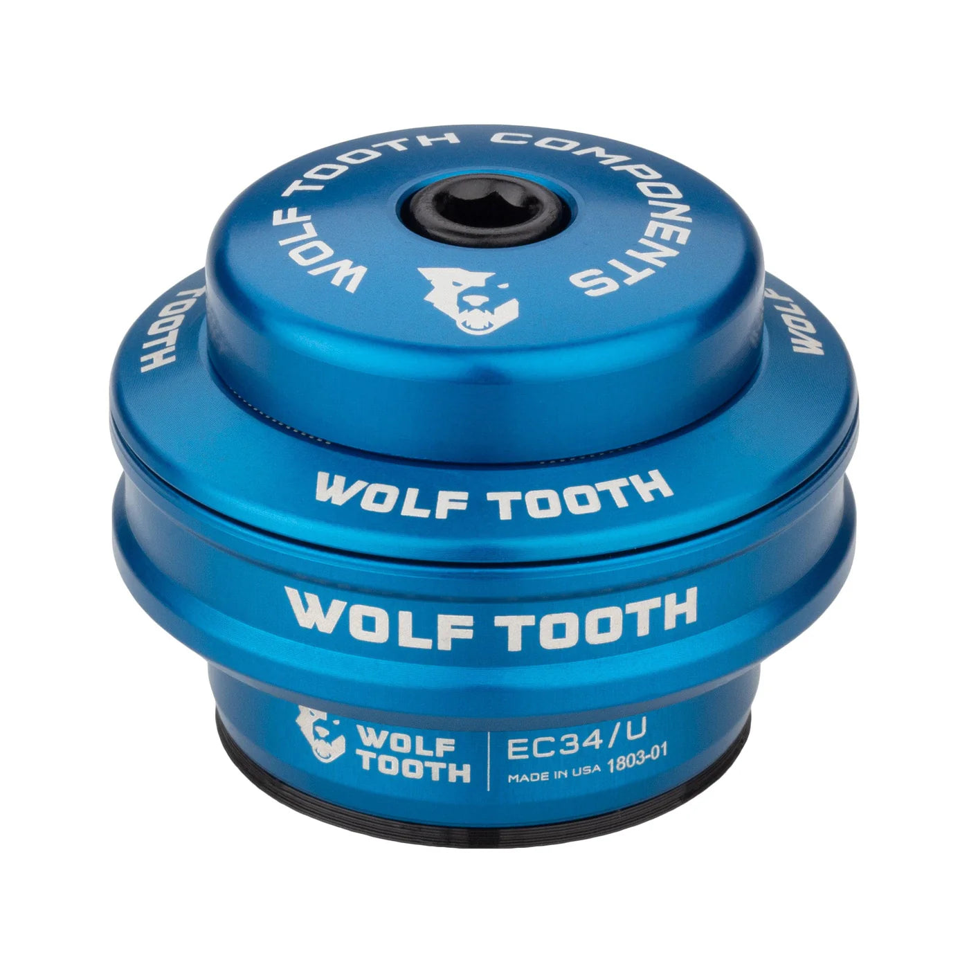 Hoge balhoofdkom voor extern balhoofdstel WOLF TOOTH PERFORMANCE 1"1/8 EC34 Stack 16 mm Blauw