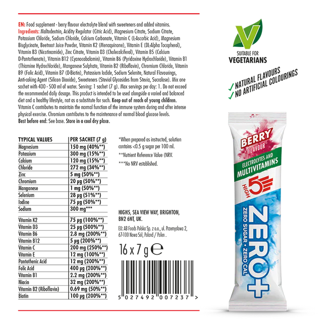 HIGH 5 ZERO+ Multivitamine HYDRATING STICK (7g ) Rode vruchten