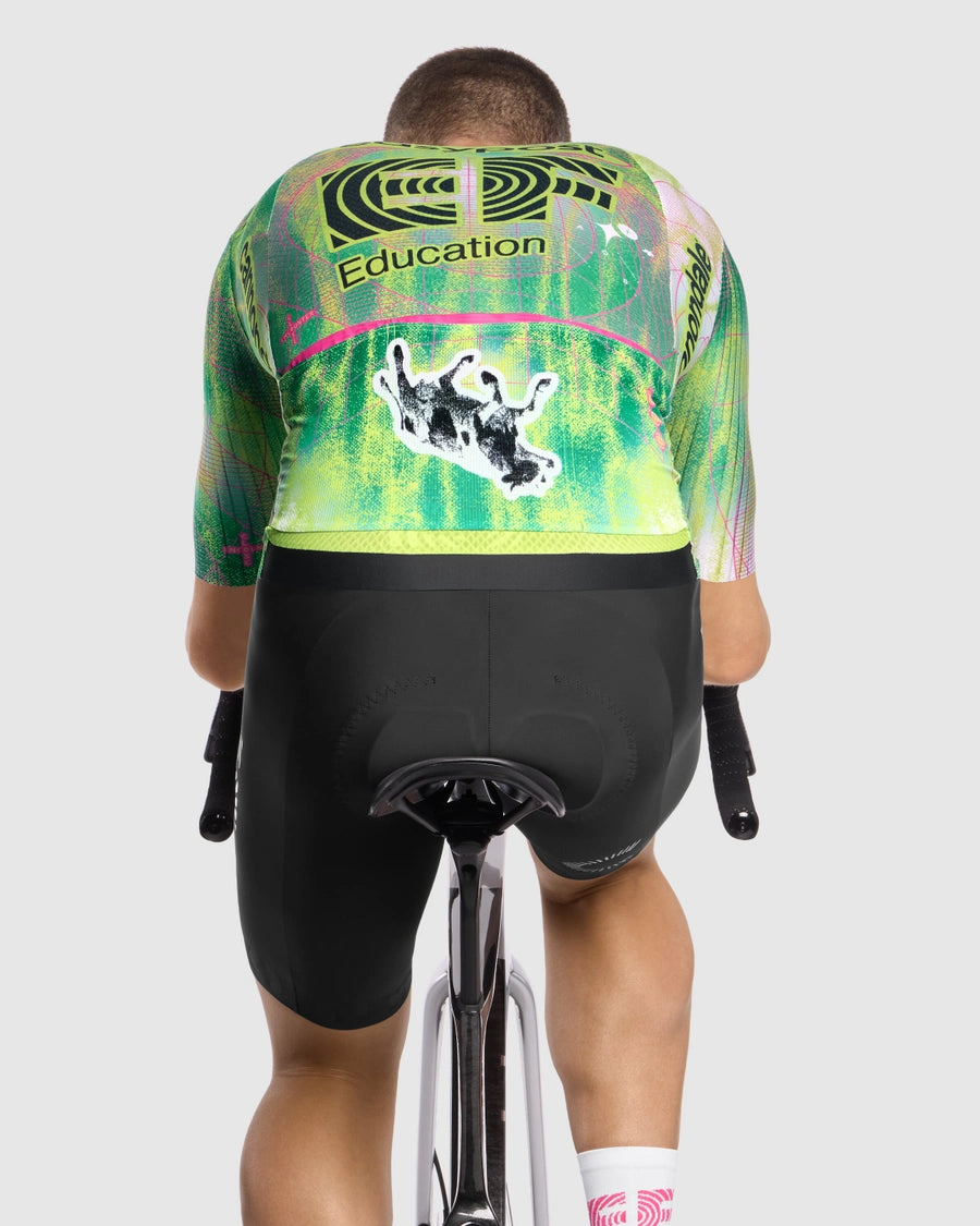 Wielershirt ASSOS EQUIPE RS S11 EDUCATION FIRST CLOSE ENCOUNTER Korte Mouwen Groen/Geel
