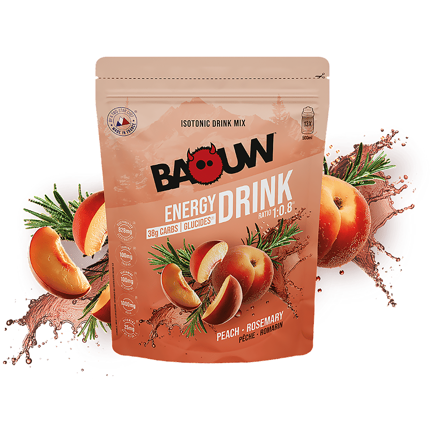 BAOUW ISOTONIC Energiedrank (585g) Perzik Rozemarijn