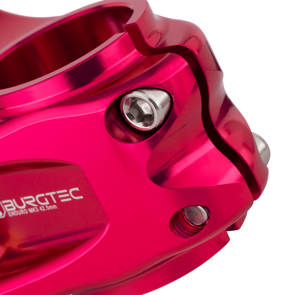 Potence BURGTEC ENDURO MK3 Rose — détail du serrage du pivot