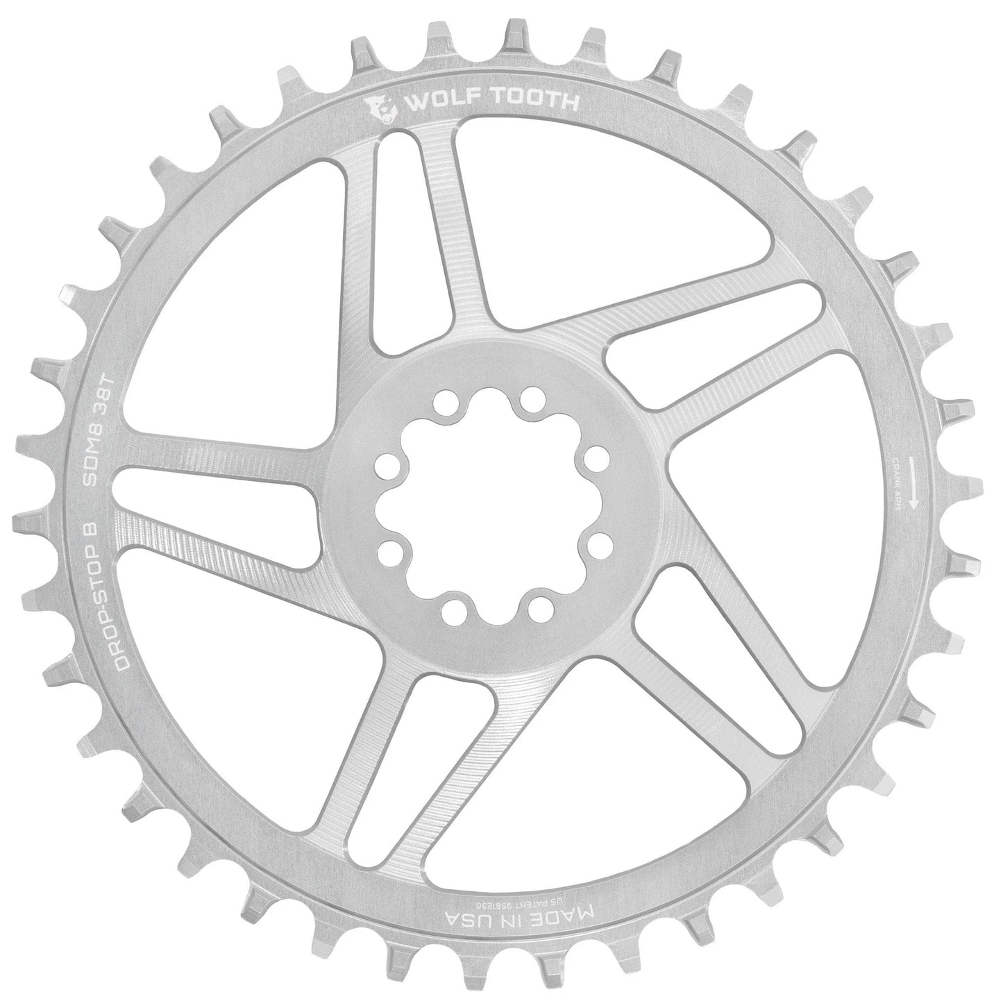 WOLF TOOTH GRAVEL Direct Montage SRAM 8 Gats Ruw Zilver Mono Kettingblad