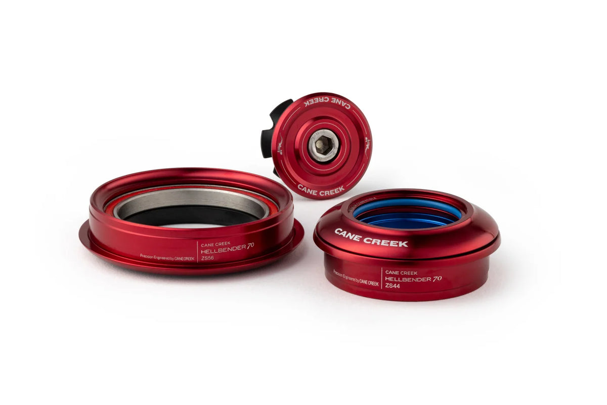 Semi-geïntegreerd conisch balhoofd CANE CREEK Hellbender 70 1"1/8-1.5" ZS44/ZS56 rood
