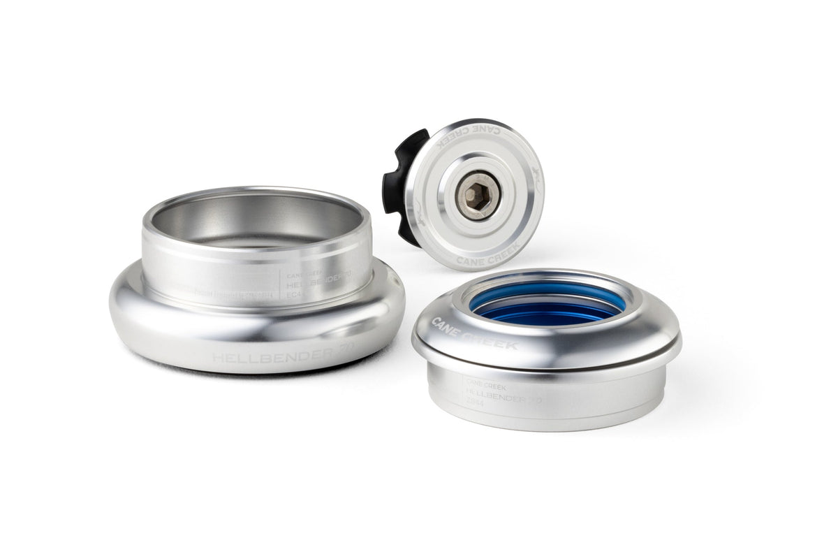 Semi-geïntegreerd/extern conisch balhoofd CANE CREEK Hellbender 70 1"1/8-1.5" ZS44/EC44 zilver