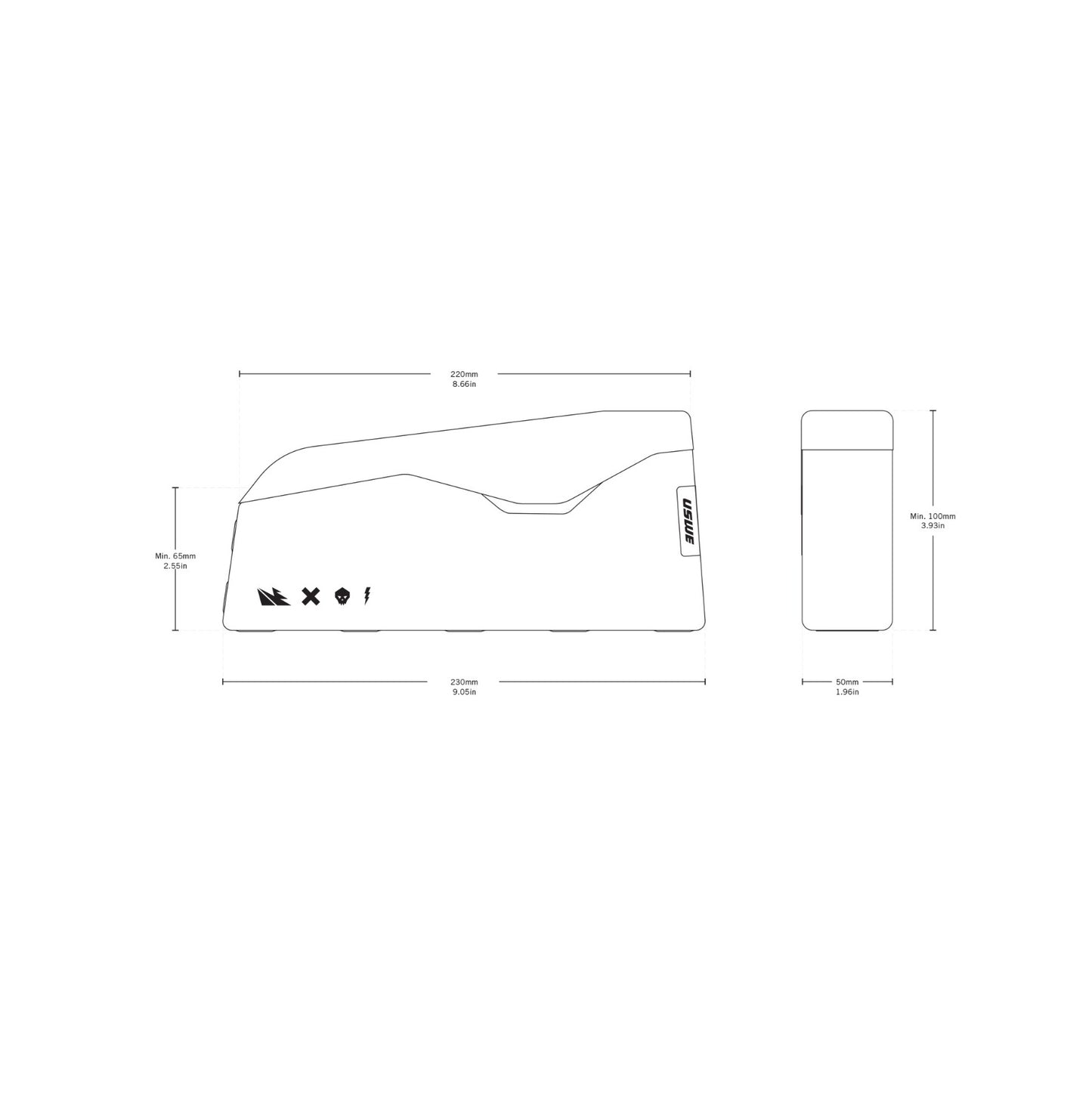 USWE TOP TUBE MAGNETIC 1,2 L Frametas Zwart