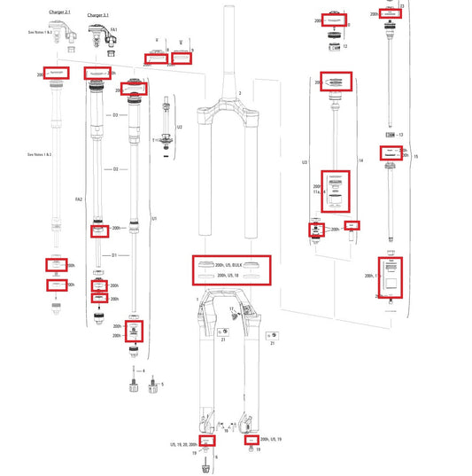 Kit Entretien 200 h/an ROCKSHOX ZEB BASE/SELECT/SELECT+/ULTIMATE (2021+) GEN A1-A3
