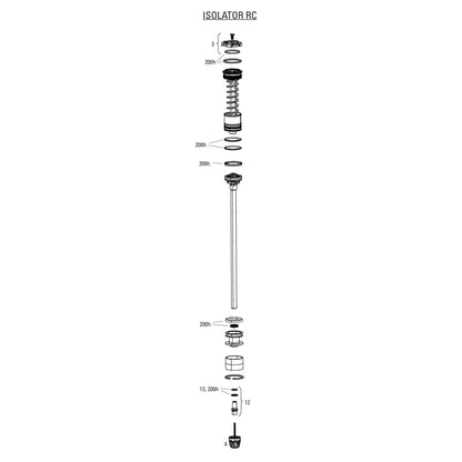 Kit Piston Upgrade Isolator RC 3 Positions voor Vork ROCKSHOX DOMAIN 38MM C1+ (2025+)