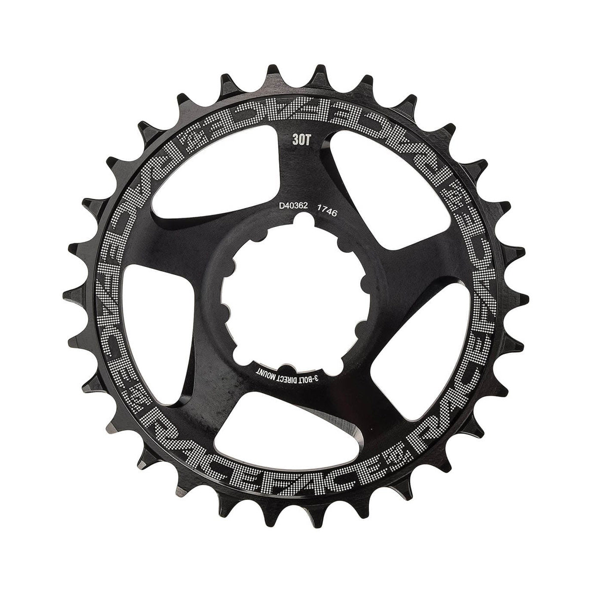 Plateau Mono RACE FACE NARROW WIDE 9/10/11/12V Direct Mount Boost Compatible SRAM Noir — vue du plateau sur fond blanc