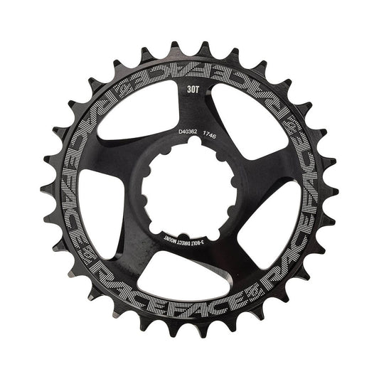 Enkel kettingblad RACE FACE NARROW WIDE 9/10/11/12-speed Direct Mount Boost SRAM-compatibel zwart — kettingblad tegen een witte achtergrond