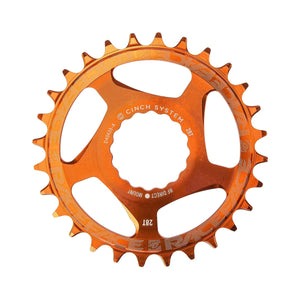 Enkel kettingblad RACE FACE NARROW WIDE 9/10/11/12-speed Cinch Direct Mount oranje — kettingblad tegen een witte achtergrond