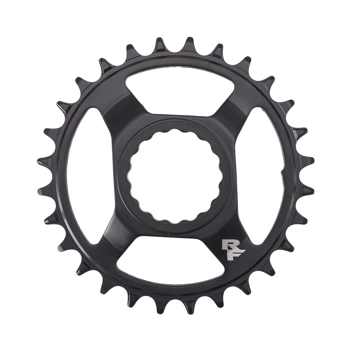 Plateau Mono RACE FACE NARROW WIDE 9/10/11/12V Cinch Direct Mount Noir/Acier — vue du plateau sur fond blanc