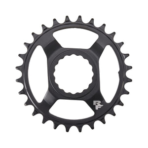 Plateau Mono RACE FACE NARROW WIDE 9/10/11/12V Cinch Direct Mount Noir/Acier — vue du plateau sur fond blanc