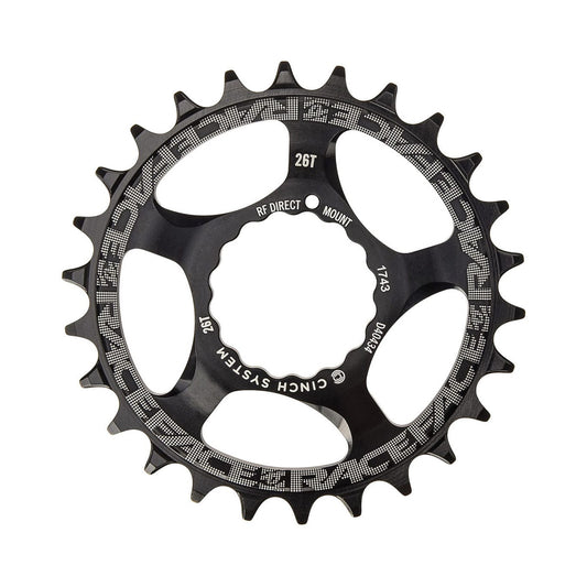Plateau Mono RACE FACE NARROW WIDE 9/10/11/12V Cinch Direct Mount Noir — vue du plateau sur fond blanc